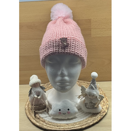 Bonnet enfant « rose bonbon »