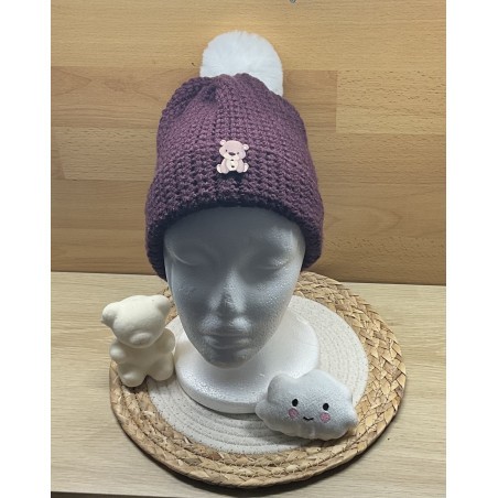 Bonnet enfant « prune  »