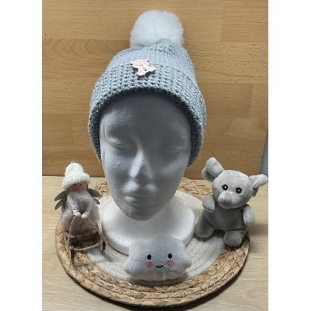 Bonnet enfant « bleu brume  »