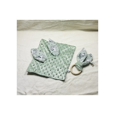 Doudou plat + anneau « oreilles de lapin »