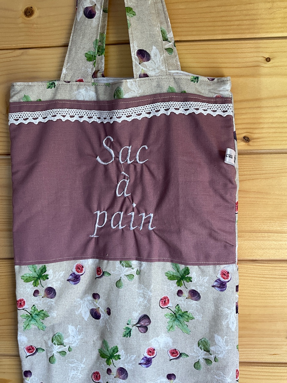 Ensemble Sac à pain brodé + sac à tarte assorti – Image 3