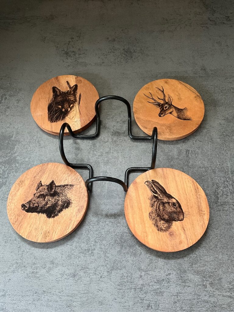 Sous verre bois avec support