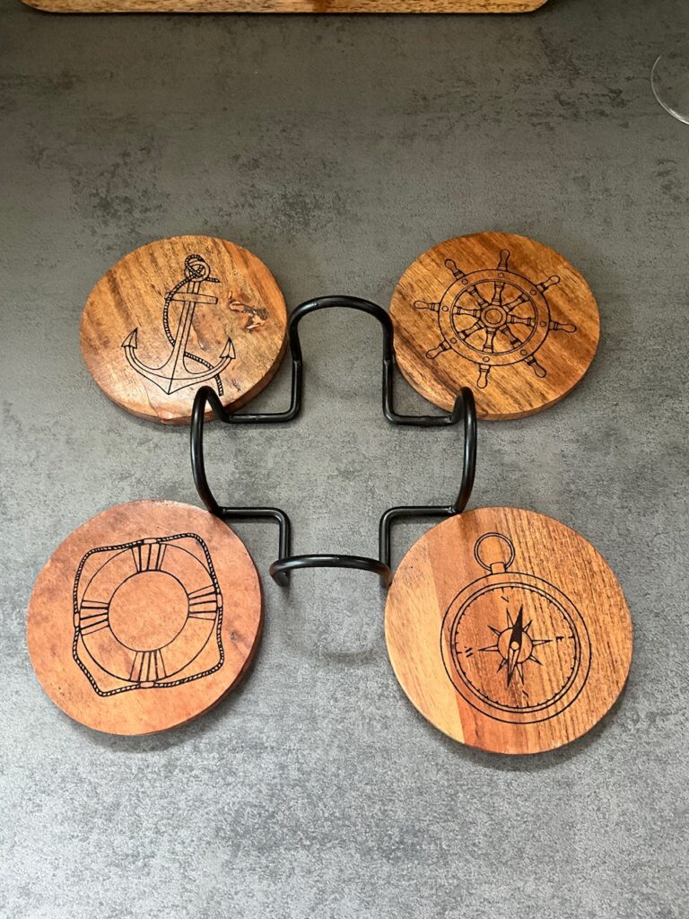 Sous verre bois avec support