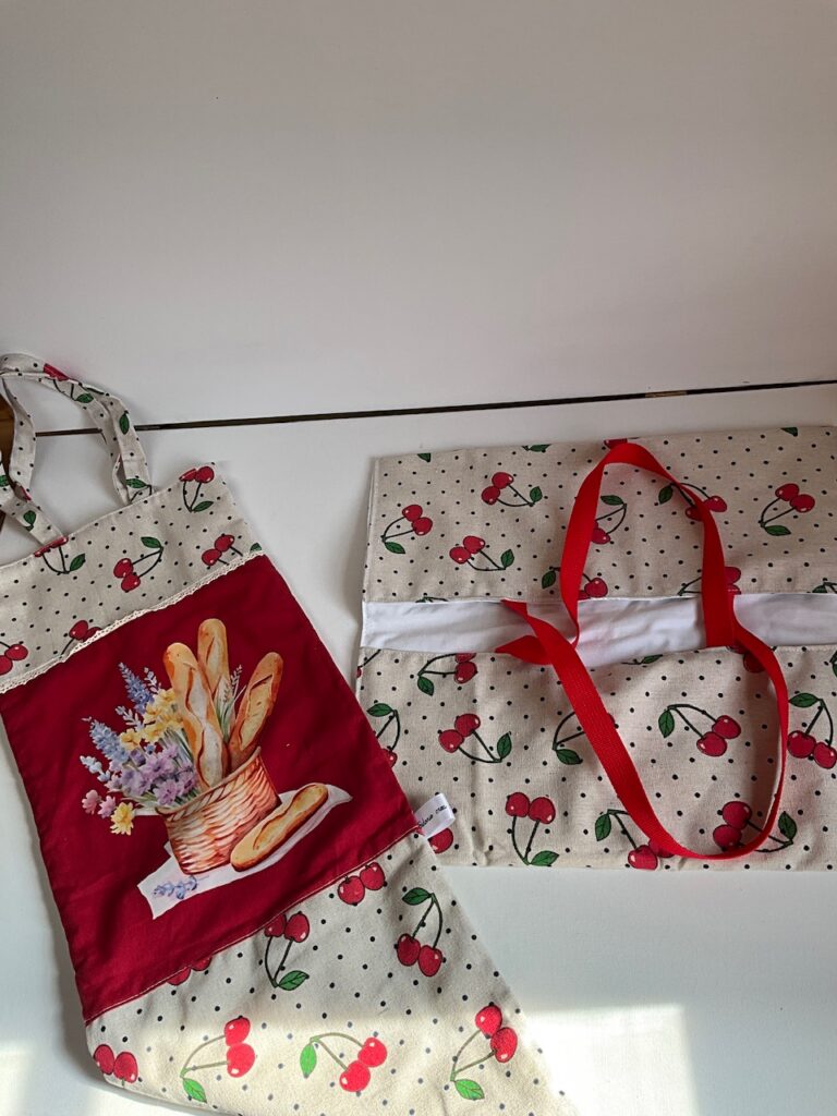 Ensemble Sac à pain floqué + sac à tarte assorti
