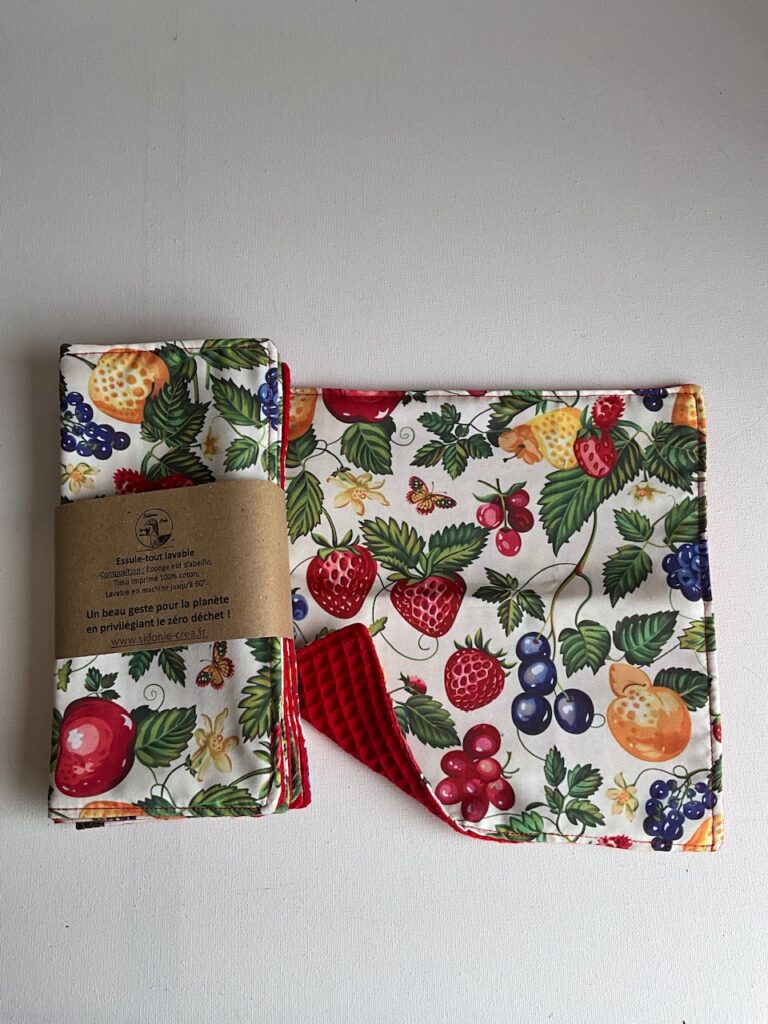 5 feuilles essuie tout lavable « nid abeille »