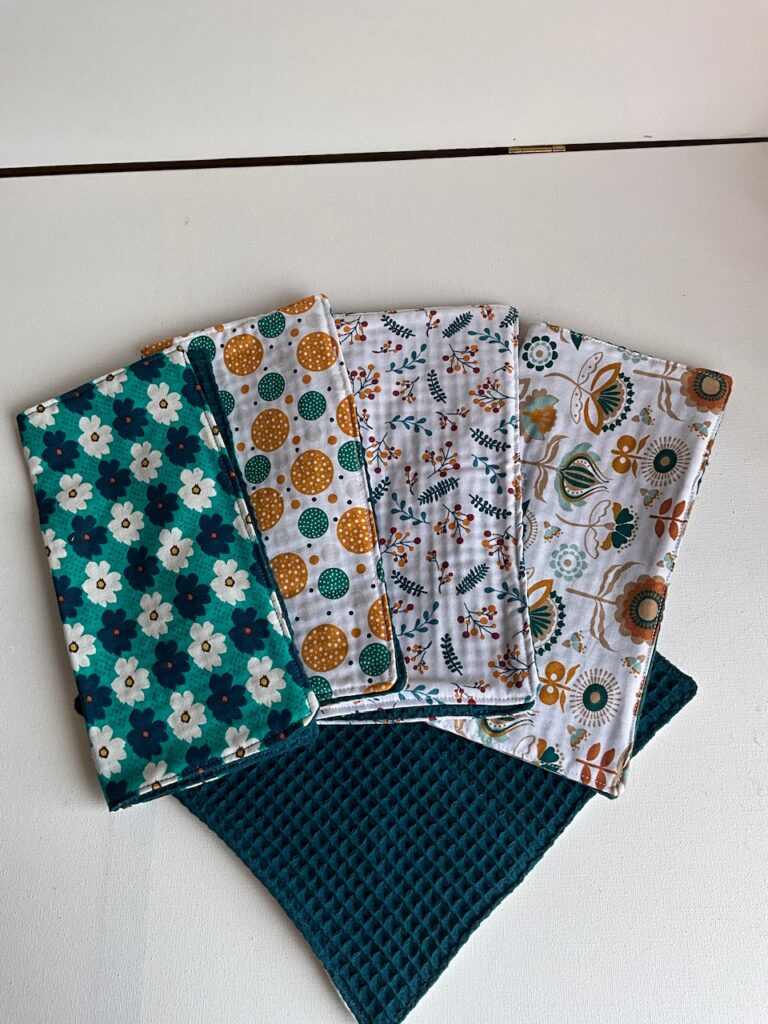 5 feuilles essuie tout lavable « nid abeille »