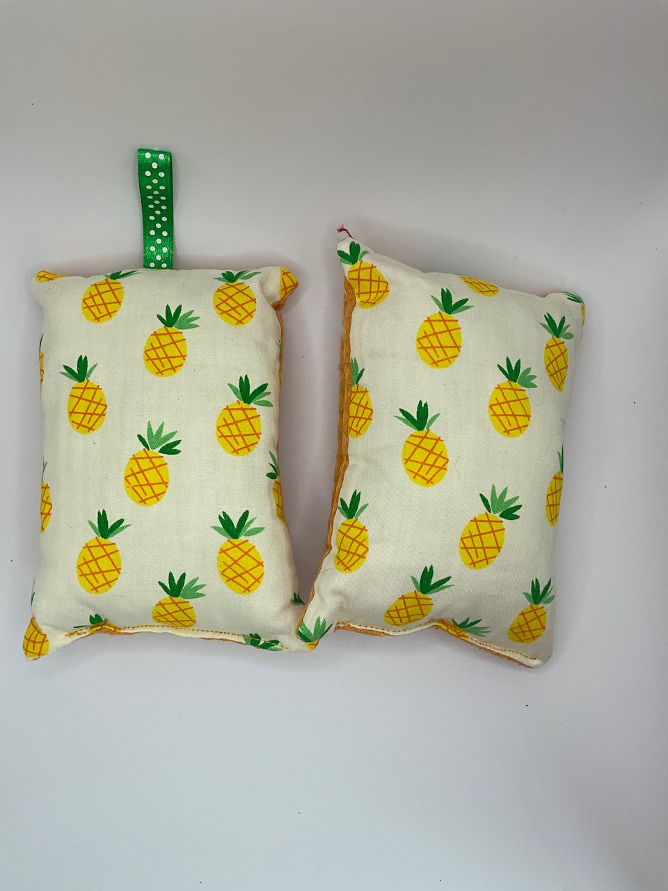 Lot de 2 éponges lavables en coton, motif ananas, face nid d'abeille absorbante
